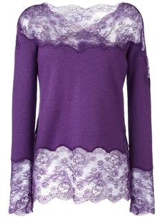 трикотажный топ с кружевными вставками Ermanno Scervino