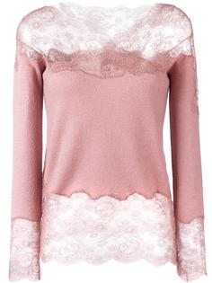 трикотажный топ с кружевными вставками Ermanno Scervino