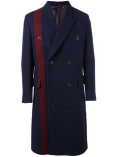 двубортное пальто с контрастной полосой Paul Smith