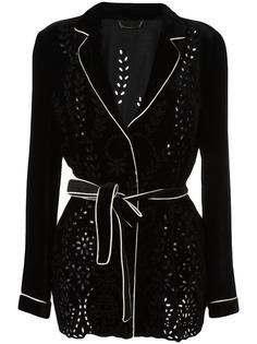 perforated detailing belted jacket Alberta Ferretti