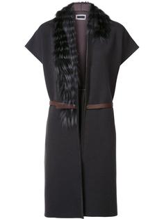fur collar belted cape Fabiana Filippi