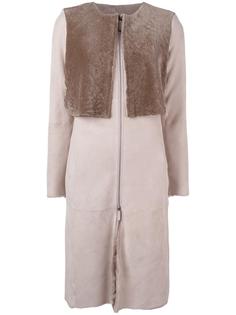 collarless zip-up coat Armani Collezioni