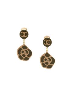 camellia drop clip-on earrings Chanel Vintage
