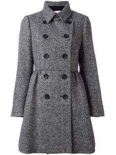 двубортное пальто с узором-елочкой Red Valentino