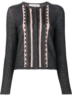 кардиган 'Leather Trim Knit' Carolina Herrera