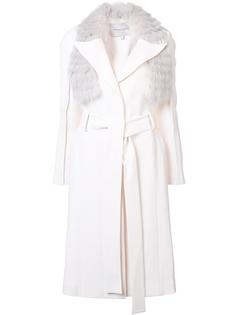 belted fur collar coat Carolina Herrera