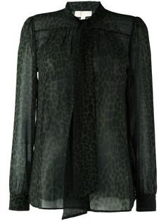 panther-print chiffon tie-neck blouse Michael Michael Kors