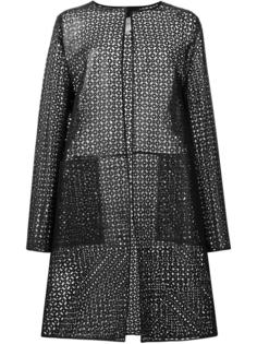 laser-cut leather coat Carolina Herrera