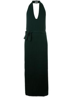 ribbed tie waist halterneck dress Stefano Mortari