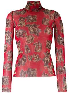 sheer turtleneck printed top Jean Paul Gaultier Vintage