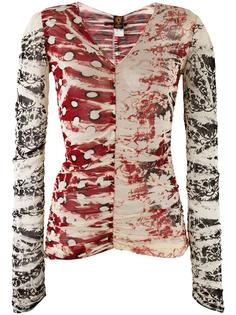 gathered detail print top Jean Paul Gaultier Vintage