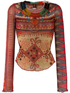 multicultural print top Jean Paul Gaultier Vintage