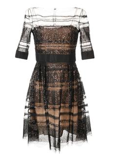 half sleeve embroidered cocktail dress Carolina Herrera