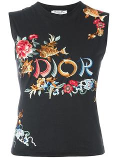 embroidered logo tank top Christian Dior Vintage