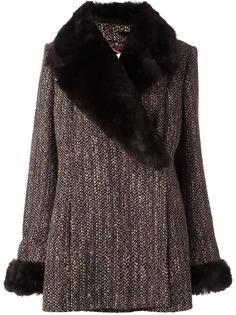 removable faux fur collar coat Céline Vintage