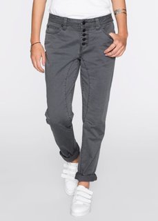 Стрейтчевые брюки Loose Fit на пуговицах (антрацитовый) Bonprix