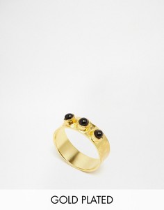 Позолоченное фактурное кольцо с ониксом Mirabelle - Золотой