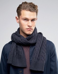Шарф с узором косичка Selected Homme - Темно-синий