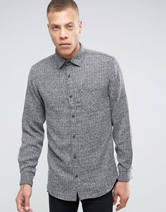 ADPT Shirt with Pocket in Hatched Fabric Detail - Черный