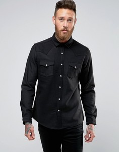 Шерстяная рубашка в стиле вестерн ASOS - Черный