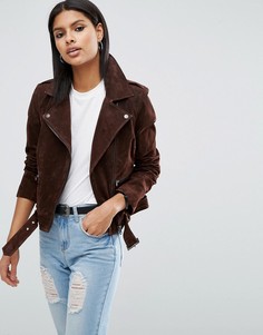 Замшевая байкерская куртка ASOS - Коричневый