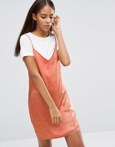 Атласное платье 2 в 1 Missguided Tall - Оранжевый