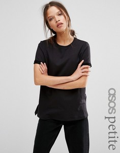 Легкий трикотажный топ изнаночной вязки ASOS PETITE - Черный
