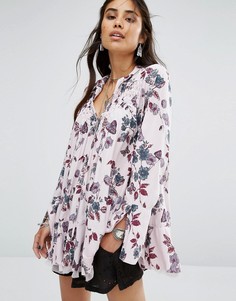 Свободная туника из крепа с принтом Free People - Фиолетовый