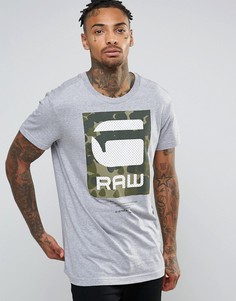 Футболка с камуфляжным логотипом G-Star - Серый