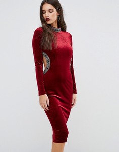 Boohoo Embellished Cut Out Back Bodycon Dress - Красный