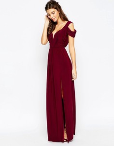 Платье макси с вырезами на плечах и драпировкой ASOS WEDDING - Темно-синий