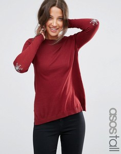 ASOS TALL Jumper with Christmas Snowflake Elbow Patch - Красный