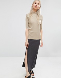 ADPT Maxi Skirt With Asymmetric Side Slit - Серый