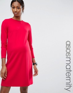 Цельнокройное платье для беременных из понте с рукавами 3/4 ASOS Maternity - Красный