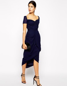Платье миди с юбкой тюльпан VLabel London - Темно-синий