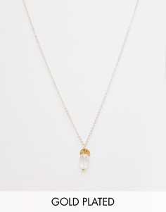 Ожерелье с позолоченной цепочкой 45 см и овальной подвеской из розового кварца Mirabelle - Золотой