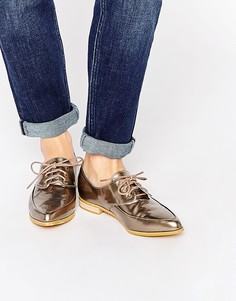 Золотистые туфли на плоской подошве со шнуровкой Daisy Street - Золотой