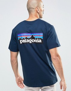 Patagonia T-Shirt With P6 Logo In Regular Fit Navy - Темно-синий