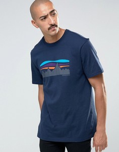 Patagonia T-Shirt With Fitz Roy Banner Logo In Regular Fit Navy - Темно-синий