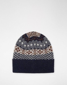 Шапка-бини с узором Фэйр-Айл Selected Homme - Темно-синий