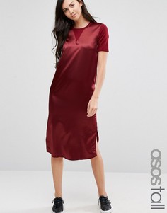 ASOS TALL Satin Front T-Shirt Midi Dress - Красный