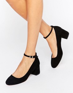 Faith Alexa Ankle Strap Black Mid Heeled Shoes - Черный