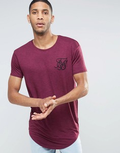 Меланжевая футболка с закругленным низом SikSilk - Красный