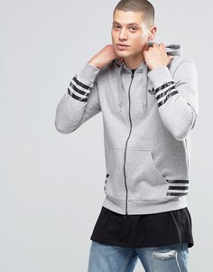 Серое худи на молнии adidas Originals Street Pack AZ1119 - Серый