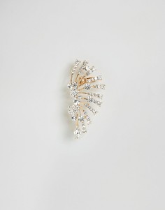 Броский кафф в виде веера со стразами Love Rocks - Золотой