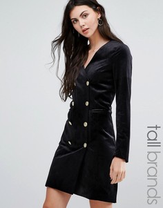 Двубортное бархатное платье Vero Moda Tall - Черный