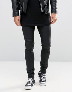 Черные супероблегающие джинсы в кожаном стиле ASOS - Черный