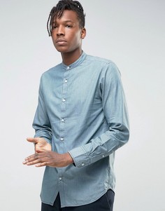 Джинсовая рубашка стандартного кроя с воротником на пуговицах Selected Homme - Синий