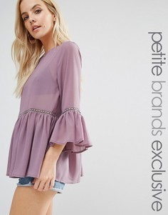 Полупрозрачная блузка с оборкой Glamorous Petite - Фиолетовый