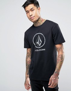 Черная футболка с большим выцветшим логотипом Volcom - Черный